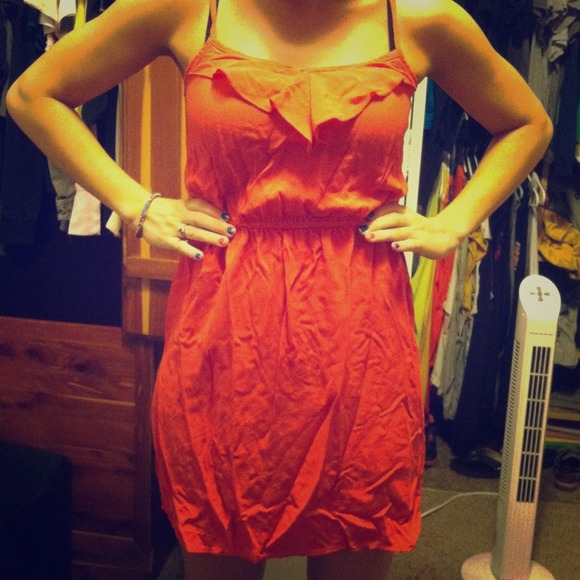 Orange ruffle top sundress