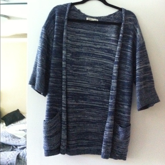 Old navy blue and white cardigan