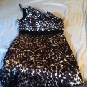 Leapord print one shoulder dress