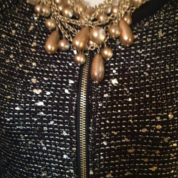 Black cardigan w/gold Lurex. New. Sz L - Picture 3 of 4