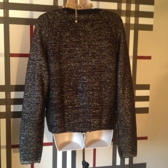 Black cardigan w/gold Lurex. New. Sz L - Picture 4 of 4