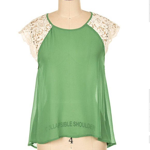 Tops - Lace Shoulder High Low Top