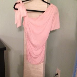 Baby pink one shoulder bow bebe Blouse