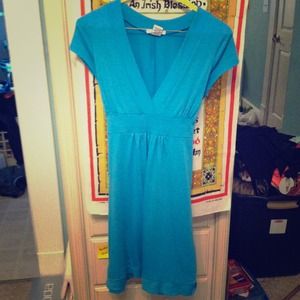 Comfy, flattering v neck blue dress