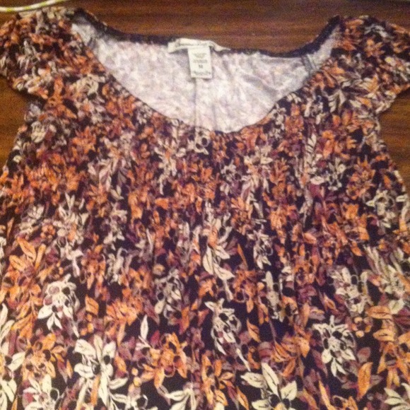 Black floral/leaf design shirt