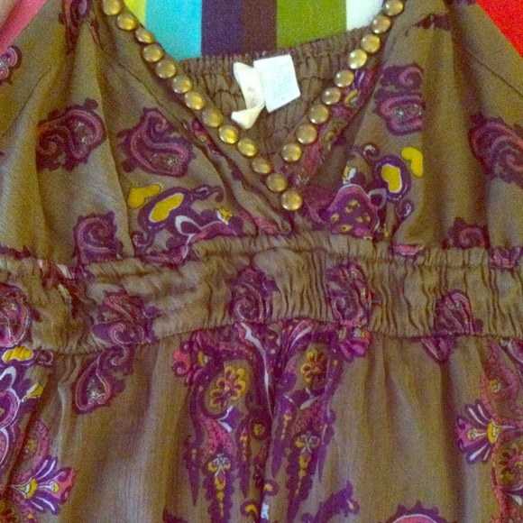 Red Camel Paisley Sundress(: