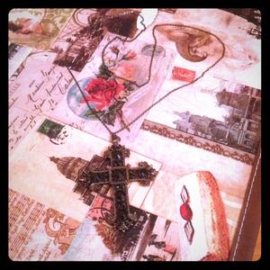 Cross Necklace; Black - REDUCED