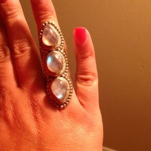 Silver ring with opal stones