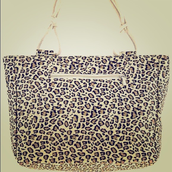 Brown leopard print tote