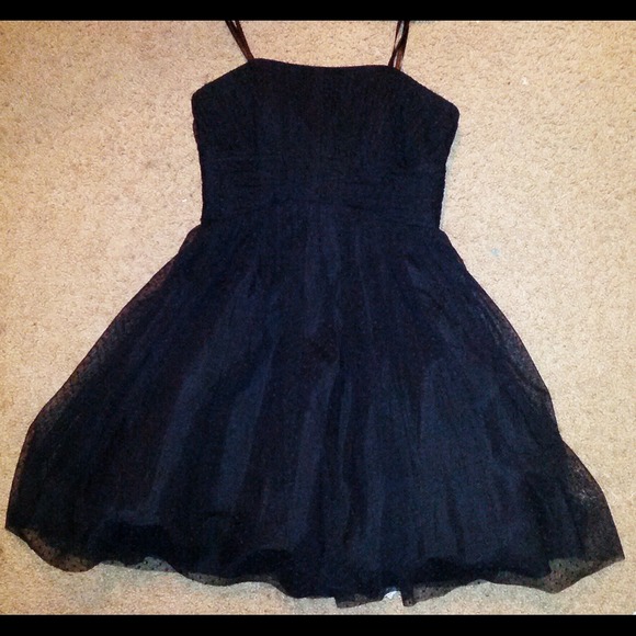 Black tube top dress with small grey spots