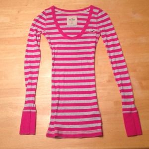 Hollister Pink and Grey Long Sleeve Top. ☺