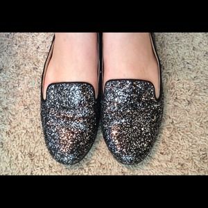 Black sparkly loafers !!
