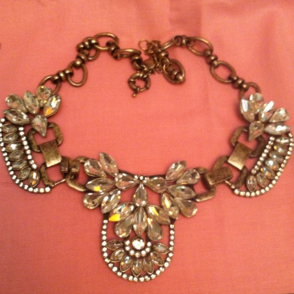 J Crew  Retro Gold Crystal Bib