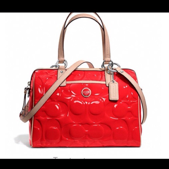 DECIDED 2KEEP Coach authentic NWT red patent satch