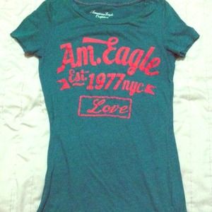 greenish blue graphic tee
