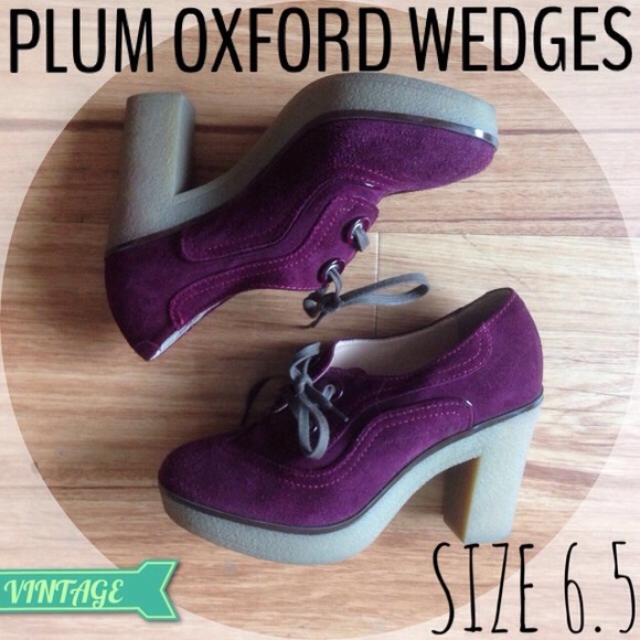 🌟RESERVED FOR @magnifique🌟 PLUM OXFORD WEDGES