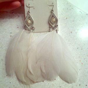 Beautiful White Feather Earrings