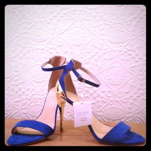 Zara Basics Blue Suede and Gold Heels
