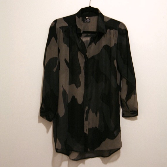 SOLD - Cheap Monday Sheer Camouflage Shirt - Picture 1 of 4