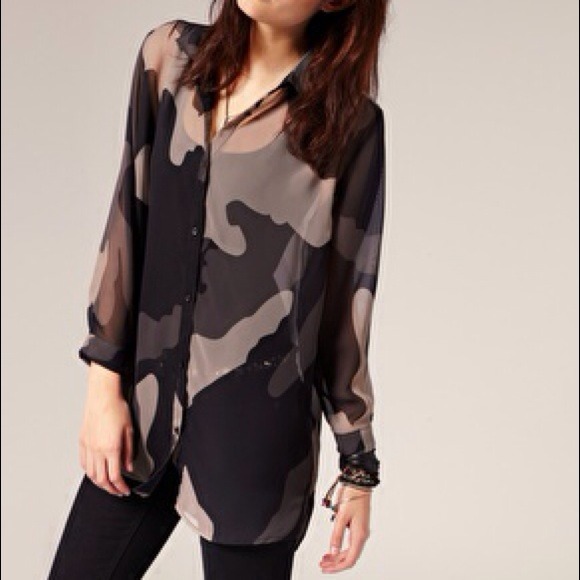 SOLD - Cheap Monday Sheer Camouflage Shirt - Picture 2 of 4