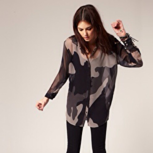 SOLD - Cheap Monday Sheer Camouflage Shirt - Picture 3 of 4