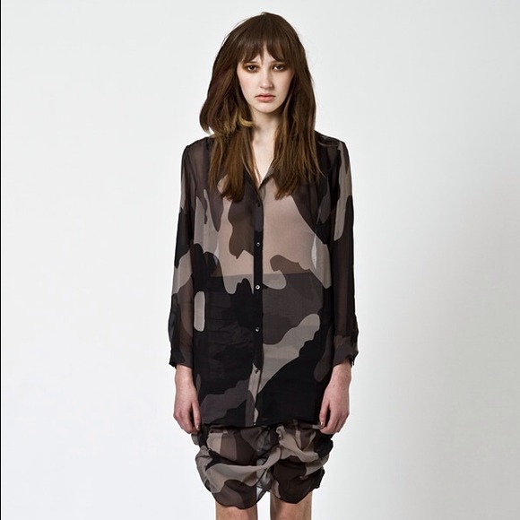 SOLD - Cheap Monday Sheer Camouflage Shirt - Picture 4 of 4