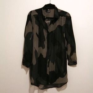 SOLD - Cheap Monday Sheer Camouflage Shirt