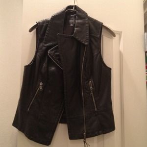 Black faux leather vest