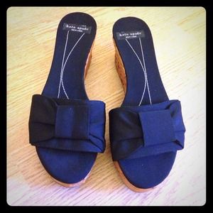 Kate Spade Black Wedge Shoes Sandals s8