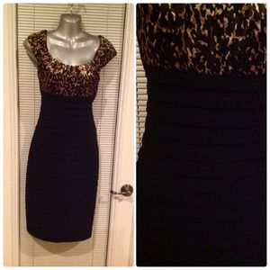 Animal print and black dress
