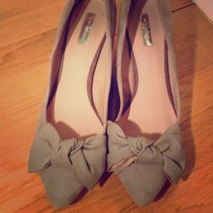 Zara Grey Suede Bow Detail Wedge