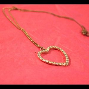 Long Gold Chain Jeweled Heart Necklace