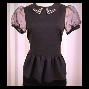 Rhinestone baby doll blouse