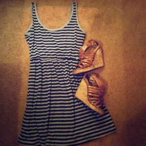 ⭐REDUCED⭐Navy and Grey Striped Tank Dress W/Pocket