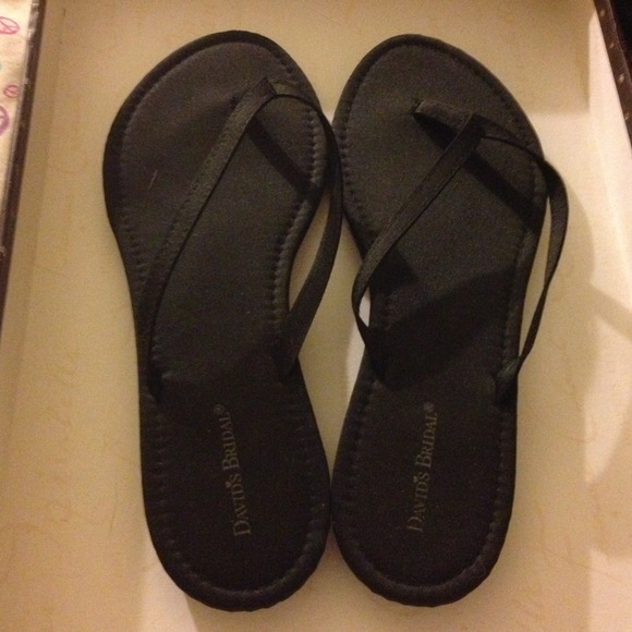 David's Bridal Shoes - 60% OFF! Black Satin David's Bridal Flip Flops