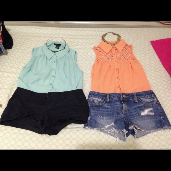Sky blue collar tank