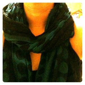 🌸Dark Green/Teal and Black Polka Dot Scarf🌸