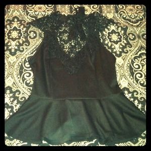 Black lace Peplum top