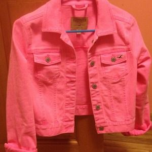 Hot pink Hollister denim jacket