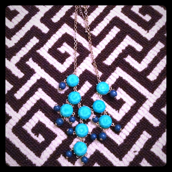 Teal blue bauble necklace