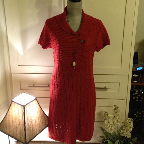 Rust sweater dress