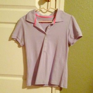 Light purple polo. BUY WITH OTHER POLO FOR $25.