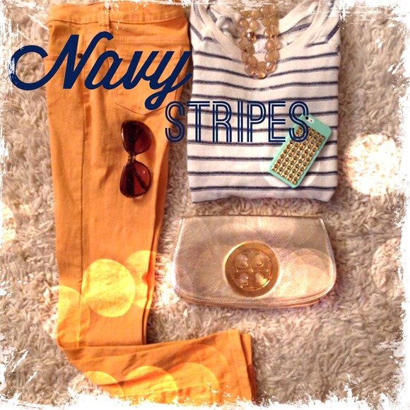 Cream and Navy Sweater Sz. XS