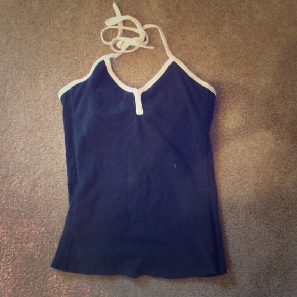 Navy blue and white halter top *Nautical*