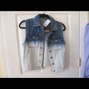 ombré studded denim vest