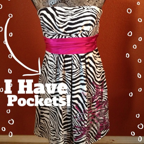 Jump Girl Zebra Dress w/Pink pockets 9/10