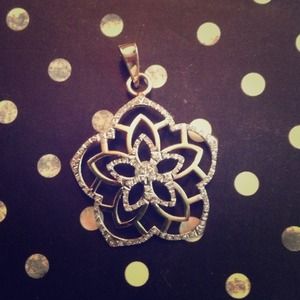 14k Yellow & White Gold Flower Filigree Pendant