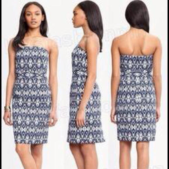 Banana republic navy ikat print dress