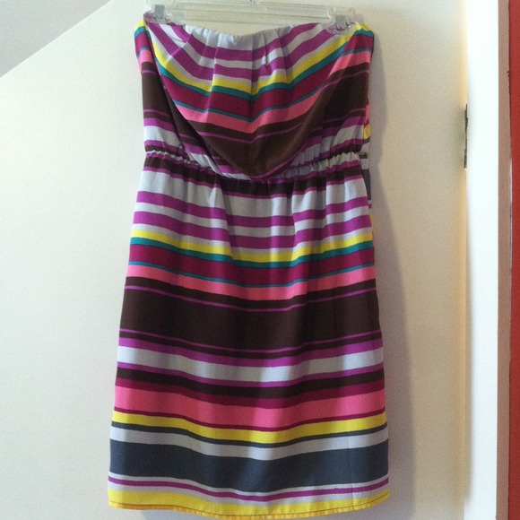 Strapless Horizontal Striped Dress