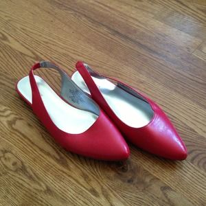 Red sling back flats